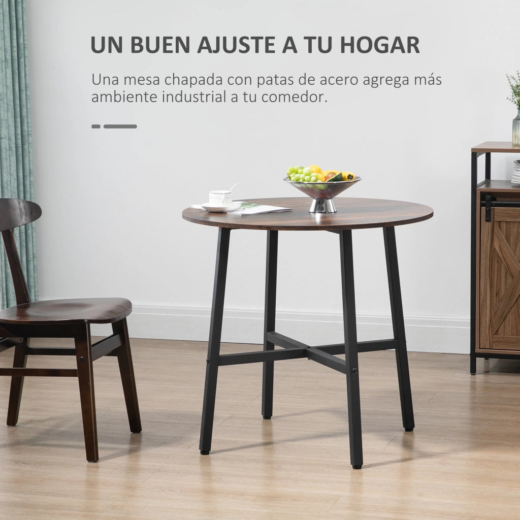 Tavolo da Pranzo Rotondo per 4 Persone ¨C Zephmum ¨C Legno, Acciaio, ?80x76 cm