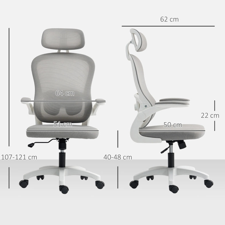 Sedia da ufficio ergonomica grigia con schienale in rete