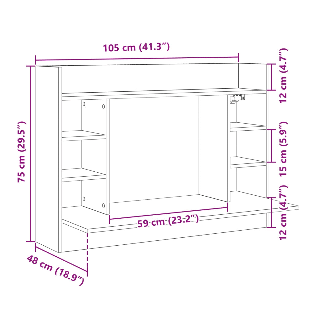 Scrivania a Parete Bianca 105x48x75 cm in Legno Multistrato 847968