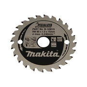 Makita B-33819 Specialized Lama per Sega Circolare 85 mm Foro 15 mm 24 Denti TCT per Laminato MDF Truciolare