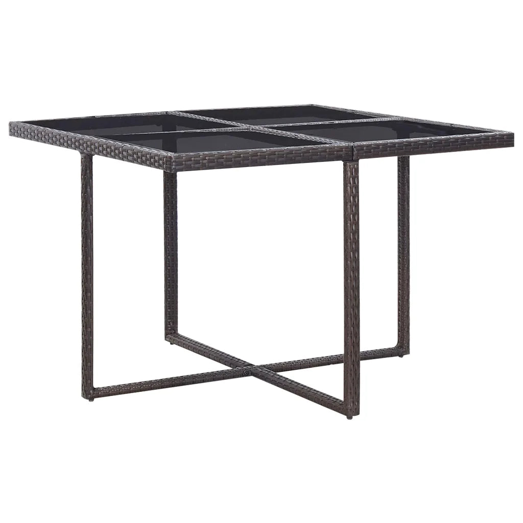 Set da Pranzo da Giardino 9 pz con Cuscini Polyrattan Marrone 42526