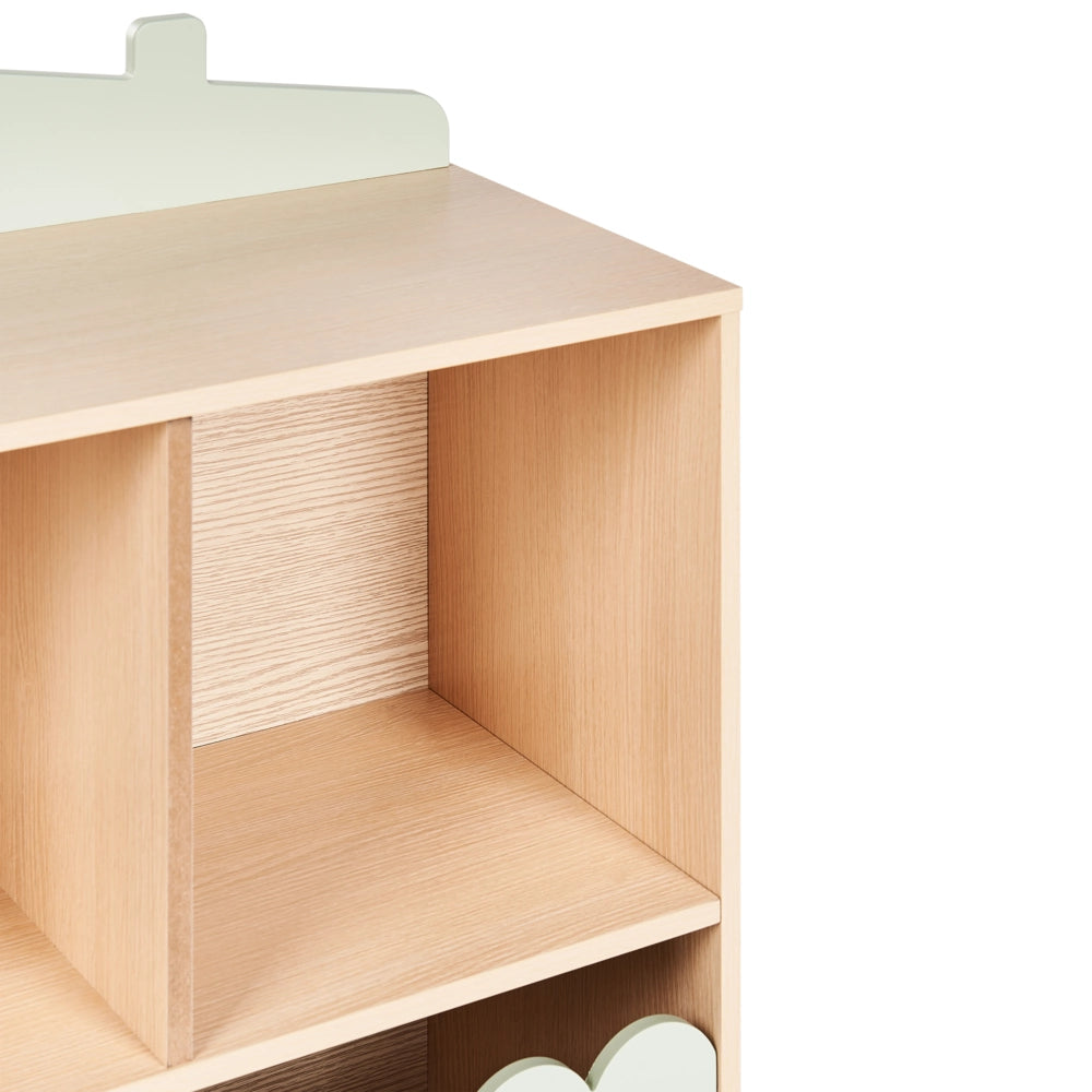 Scaffale 1 ripiano portaoggetti per la cameretta dei bambini in legno di pino MDF con gambe in legno chiaro