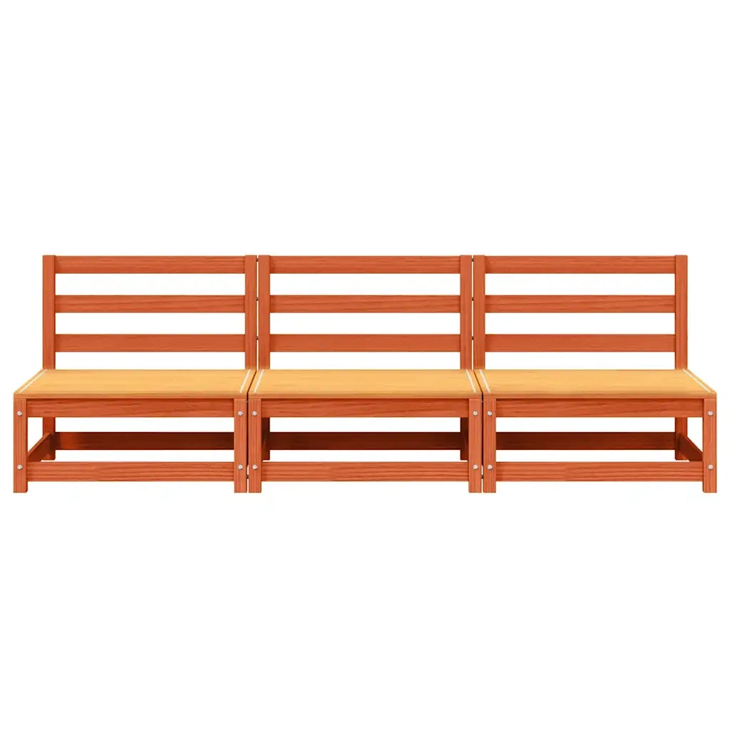 Divani Senza Braccioli Giardino 3pz Marrone Cera 70x70x67 Pino 837932