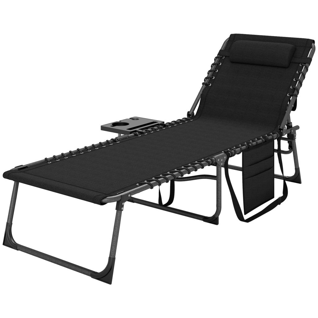 Lettino da giardino pieghevole con cuscino testa ¨C zephmum ¨C grigio, polyrattan, 5 posizioni