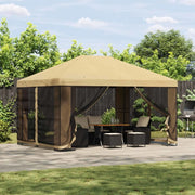 Gazebo da giardino con pareti laterali 4 × 3 m Crema