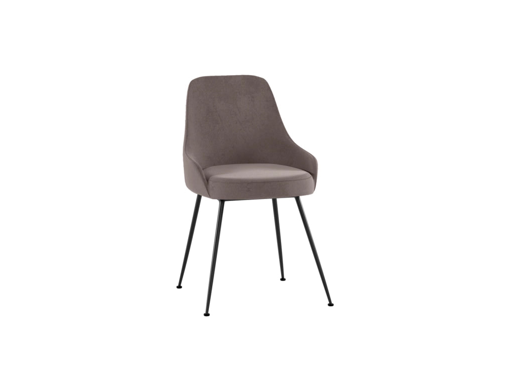 Sedia da pranzo Nandy in microfibra visone con gambe in metallo nero - Imbottita ed ergonomica - Stones