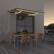 Tenda Automatica Sensore Vento e LED 350x250 cm Gialla Bianca 3069093