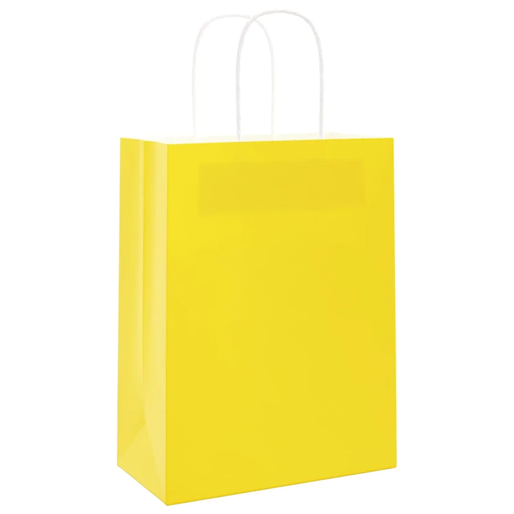 Sacchetti di Carta 250 pz con Manici Gialli 21x11x28 cm 4101783