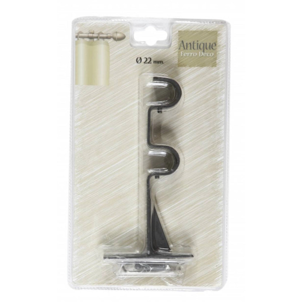 Supporto frontale doppio per bastoni tende 22 mm