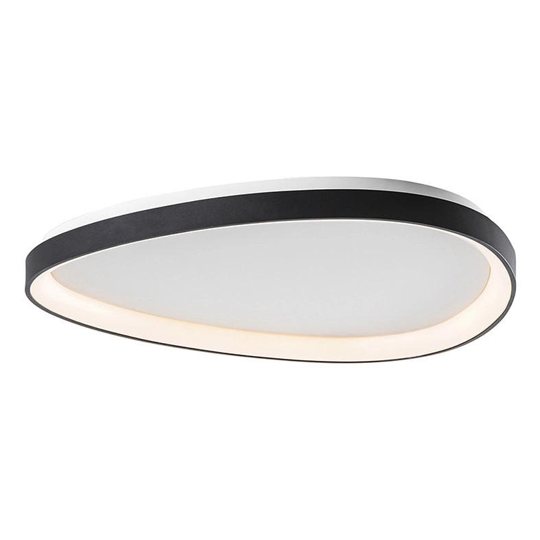 Lotus Plafoniera LED 60W 3000K IP20 - Lampada da soffitto asimmetrica in metallo verniciato nero, design sottile ed elegante - Rossini Group