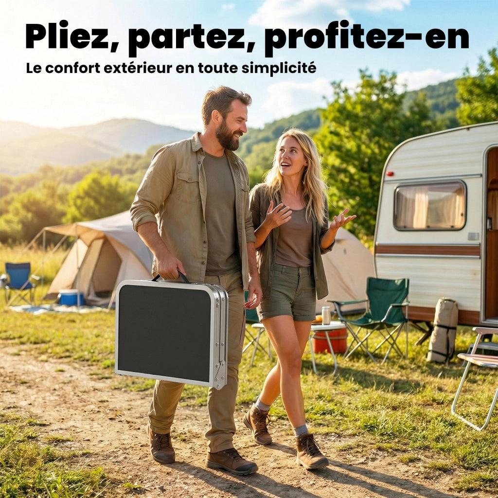 Tavolo pieghevole da camping ¨C zephmum ¨C alluminio, bianco, 60x40x60 cm