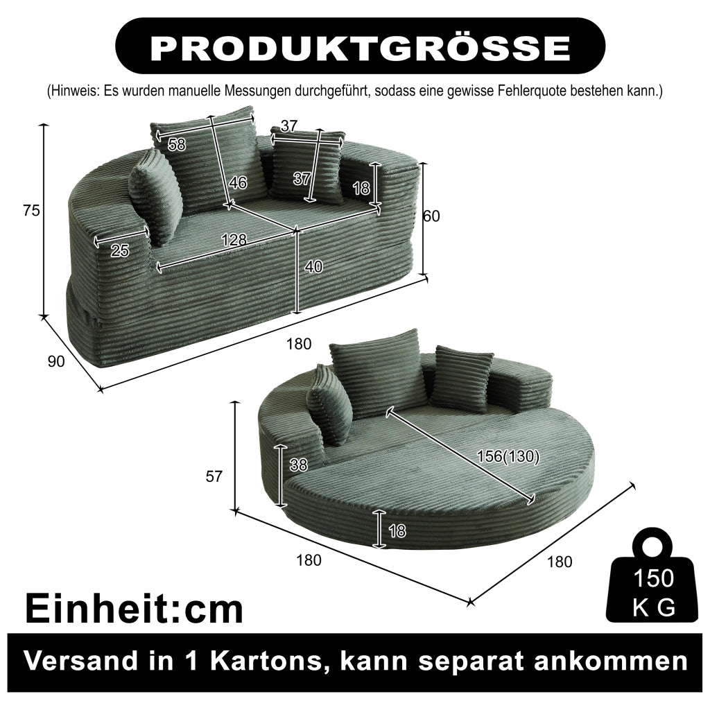 Divano letto versatile 2 in 1 - Zephmum- Per spazi compatti, divano semicircolare o letto circolare