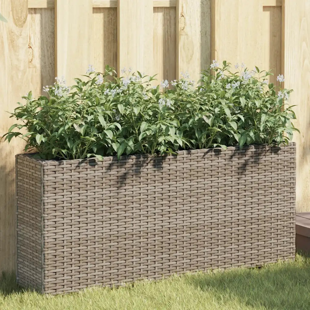 Fioriere da Giardino con 2 Vasi Grigie 90x20x40cm in Polyrattan 3210515