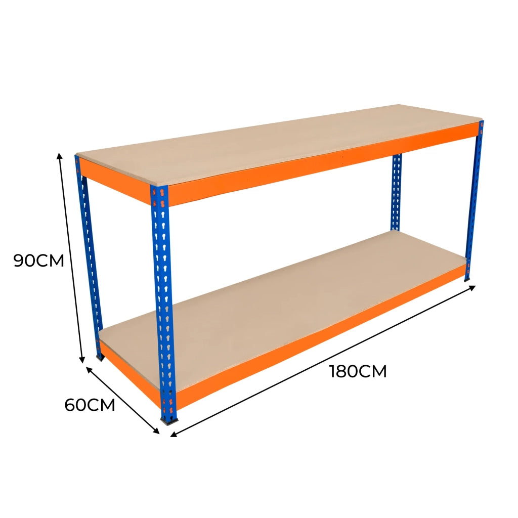 Banco da Lavoro a 2 Ripiani S-Rax - Postazione di lavoro 300kg - 180x60x90cm
