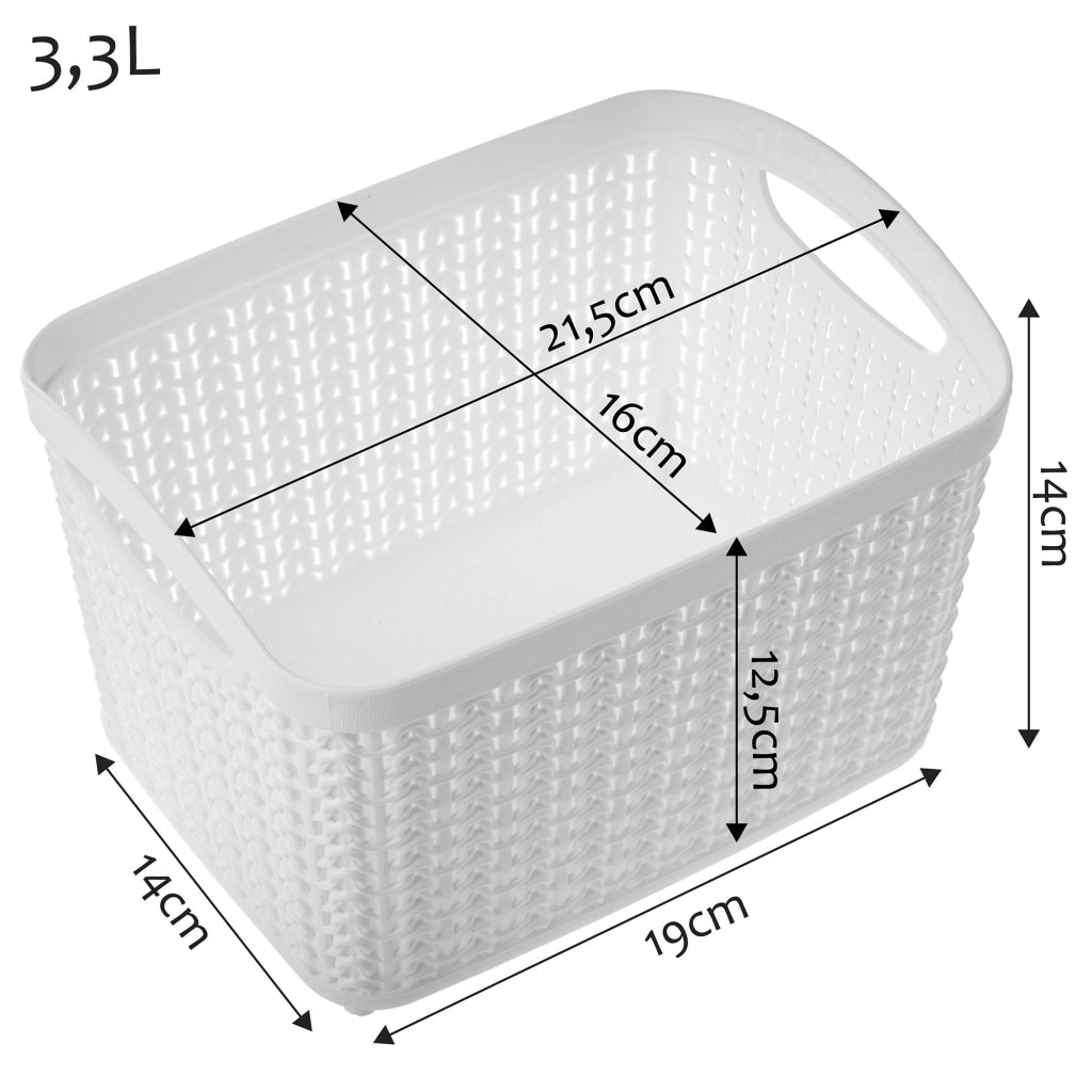 Contenitore portaoggetti KADAX da 3,3 litri, cestino organizer in plastica bianca