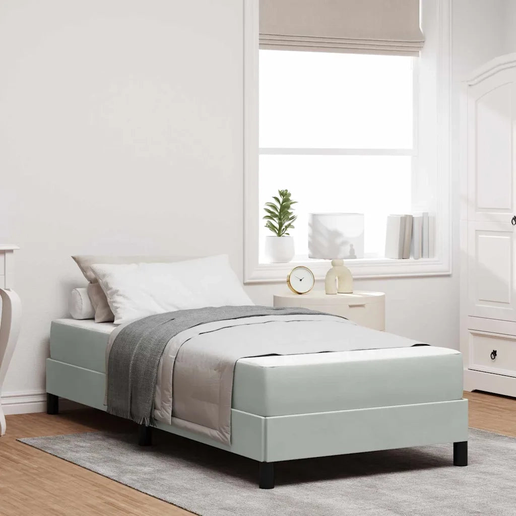 Letto a molle con materasso Grigio chiaro 80 x 220 cm Tessuto