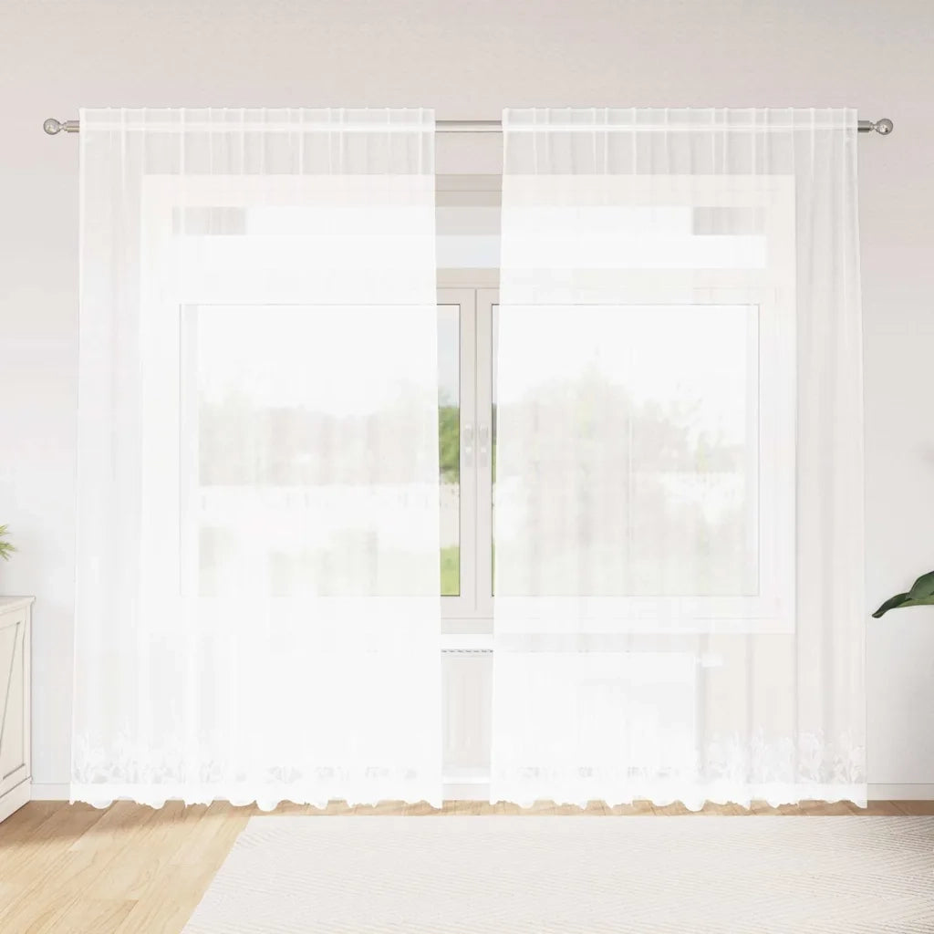 vidaXL Tende con tende Floreale Bianco 200 x 200 cm Poliestere