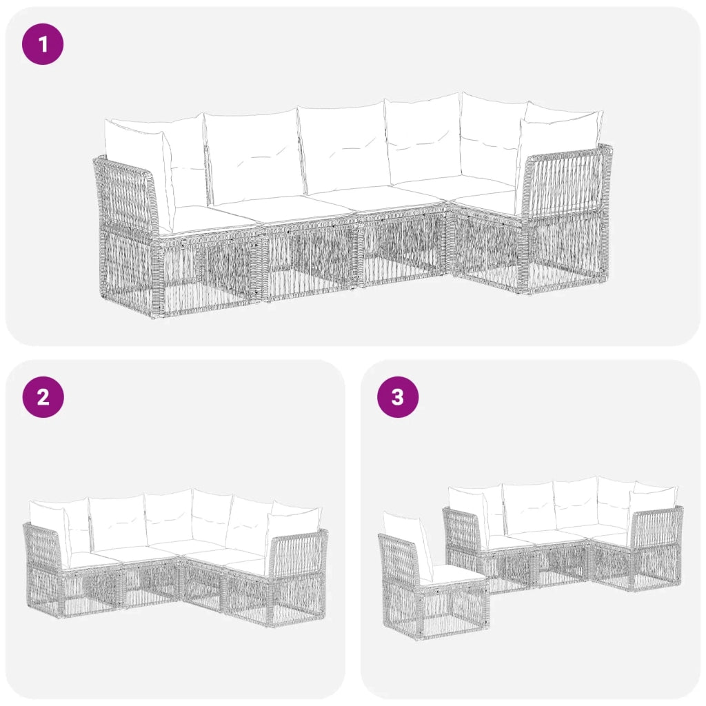 Set Divano da Giardino 5 pcs Beige polyrattan 3434217