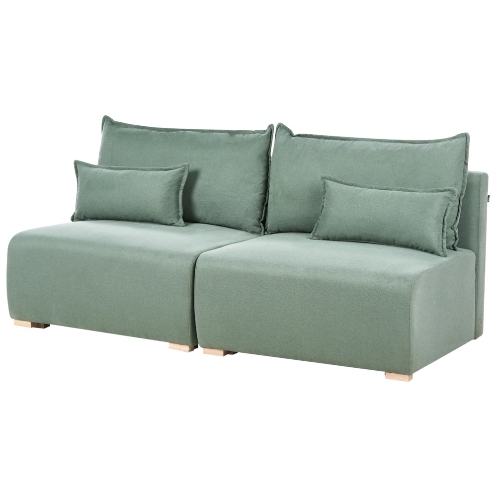 Divano componibile in tessuto verde chiaro imbottito con funzione letto e contenitore Stile minimalista