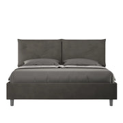 BS COM Letto matrimoniale contenitore imbottito 160x200 microfibra grigio
