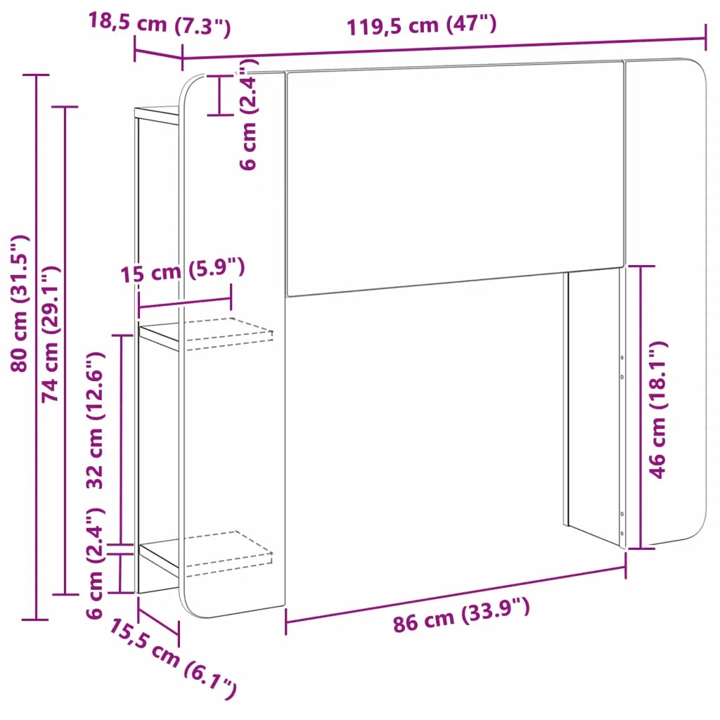 Testata del letto Rovere Sonoma Legno ingegnerizzato 8001194