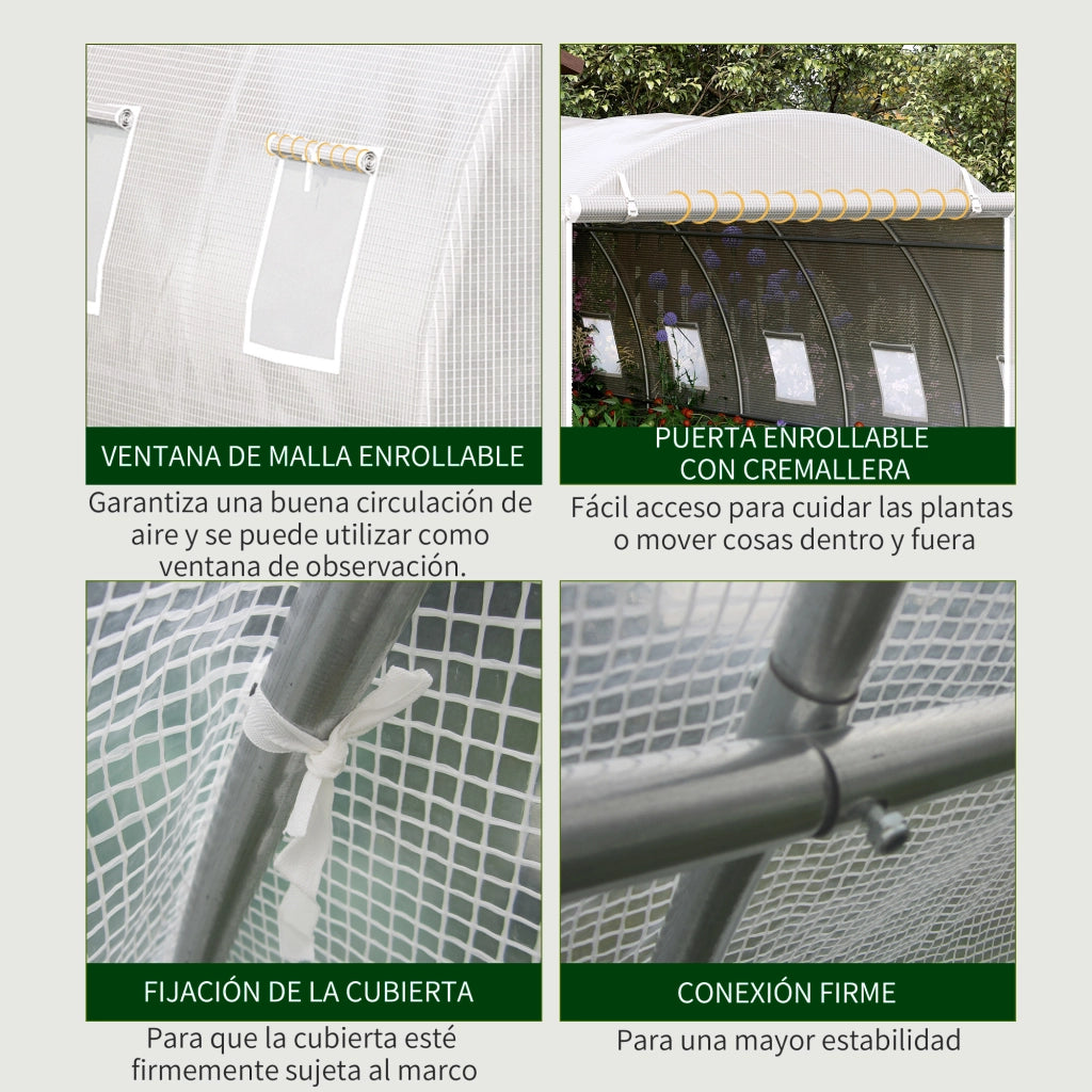 Serra Tunnel 6x3x2 m ¨C zephmum ¨C Bianco PE 140 g/m2 Metal Galvanizzato