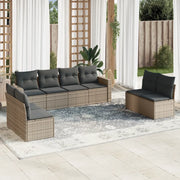Set Divano da Giardino 8 pz con Cuscini Grigio in Polyrattan 3218840