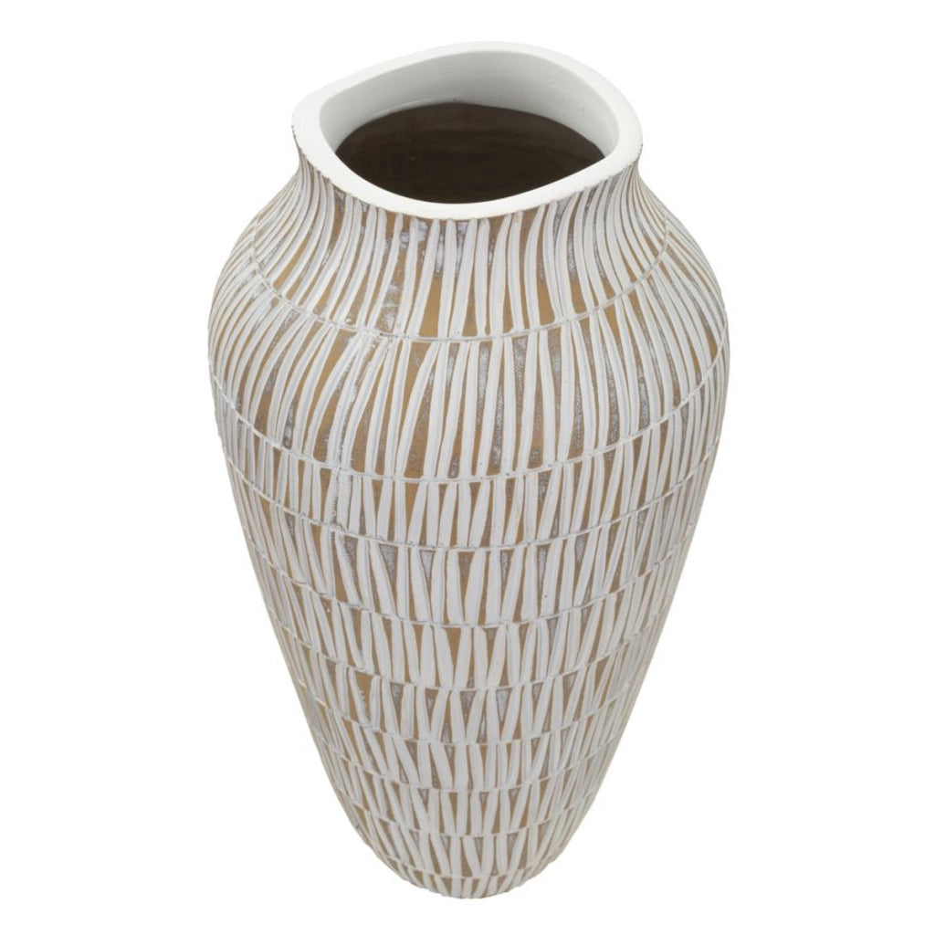 Vaso Decorativo VKH676, Bianco, Poliresina, 22x22x44 cm