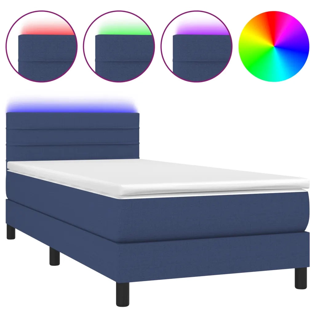 Letto a Molle con Materasso e LED Blu 80x200 cm in Tessuto cod mxl 62727