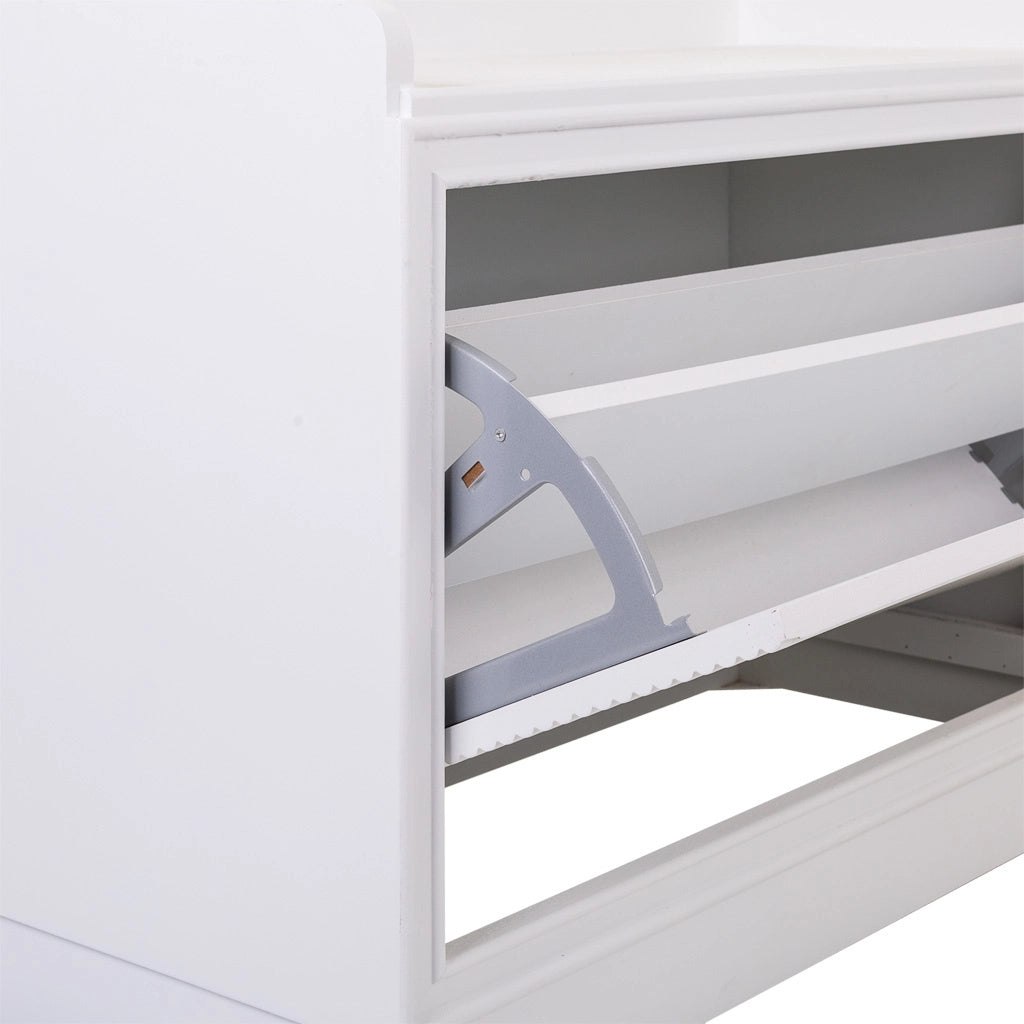 Sgabello scarpiera in legno bianco 80x38x53h