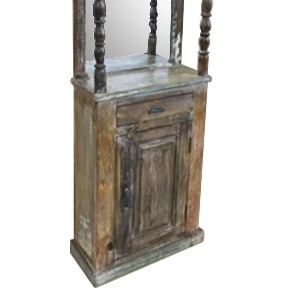 Mobile da ingresso con specchio in legno marrone 59x27x192h