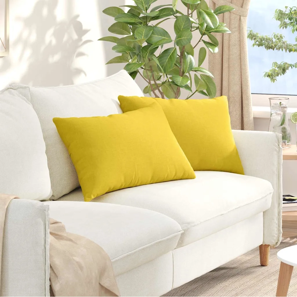 Cuscini da Divano 2 pcs Giallo Chiaro 60 x 40 cm Tessuto 42013662