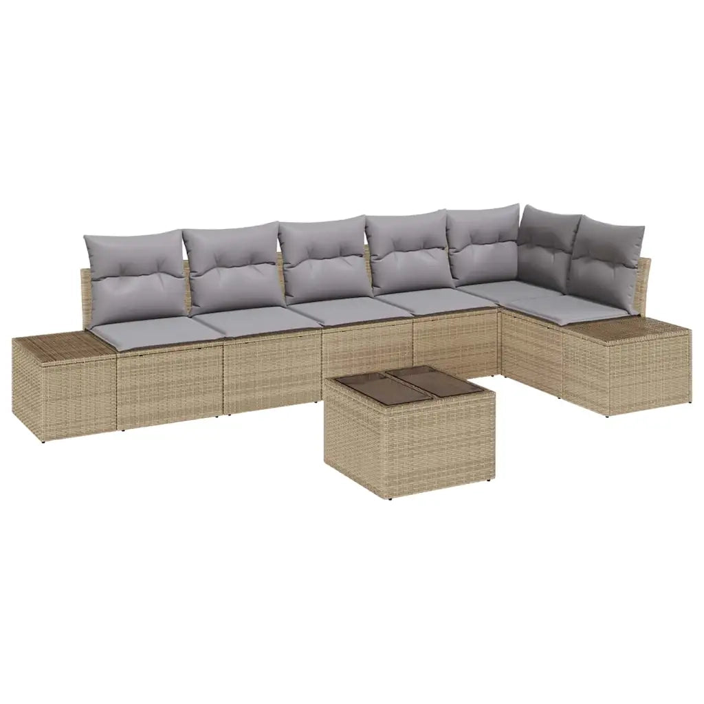 Set Divano da Giardino Beige e Grigio Chiaro polyrattan 3355759