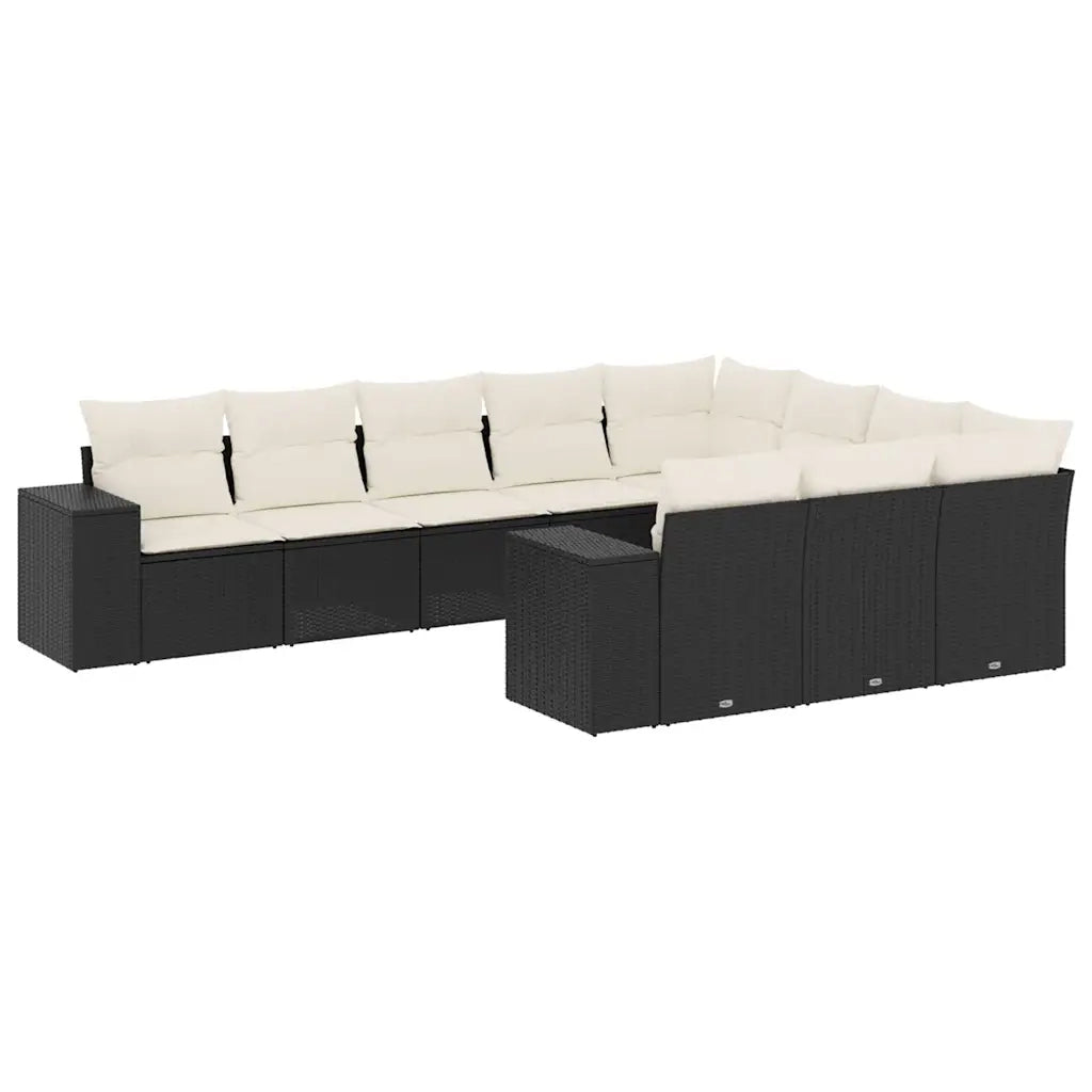 Set Divani da Giardino 10pz con Cuscini in Polyrattan Nero 3223085