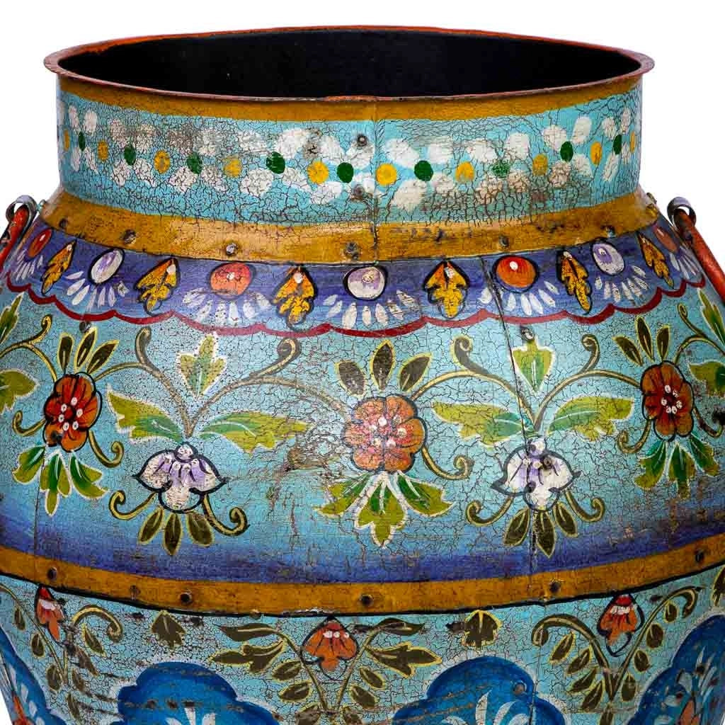 Vaso in metallo dipinto a mano 40x40x57h cm