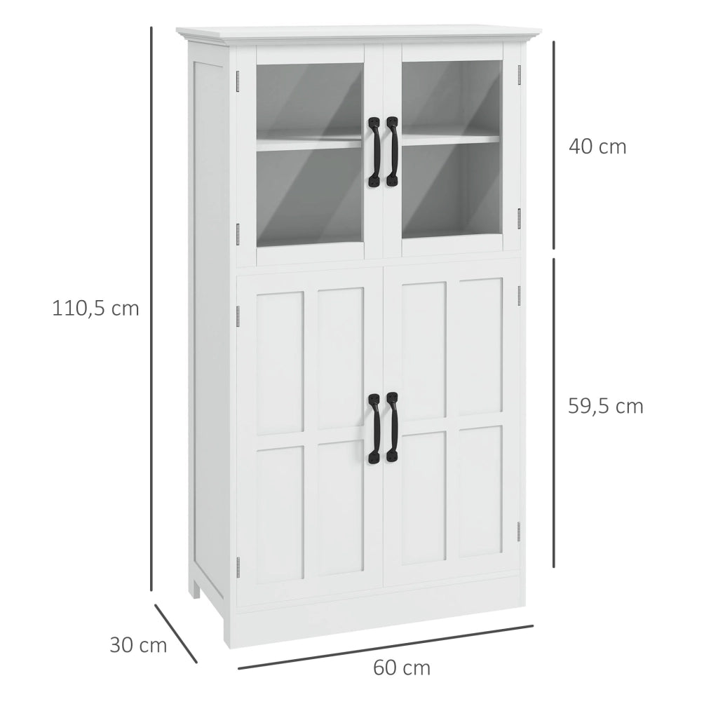 Armadio cucina con ante in vetro e ripiani ¨C zephmum ¨C bianco 80x40x180