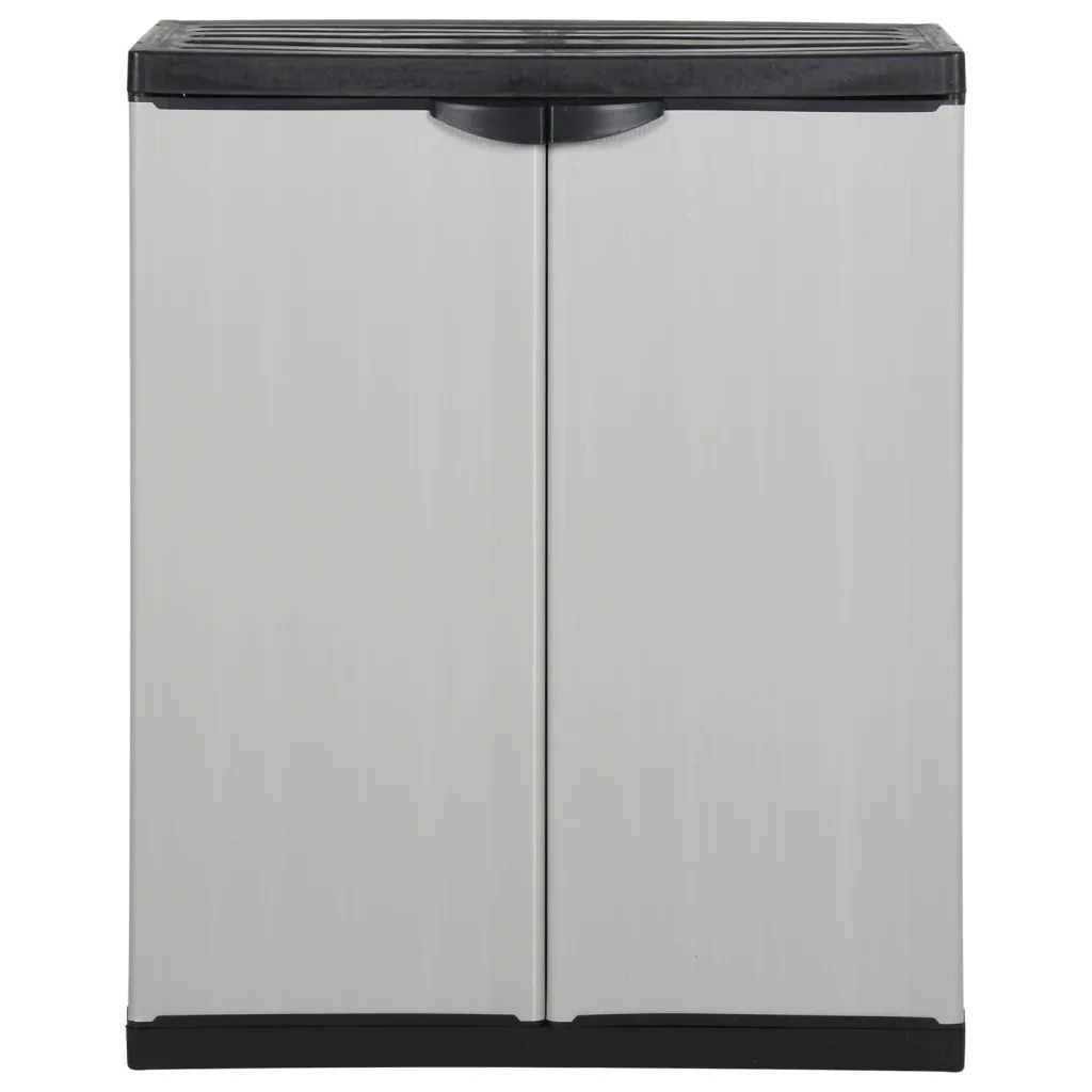 Armadietto da Giardino con 1 Ripiano Grigio e Nero 68x40x85 cm 340981