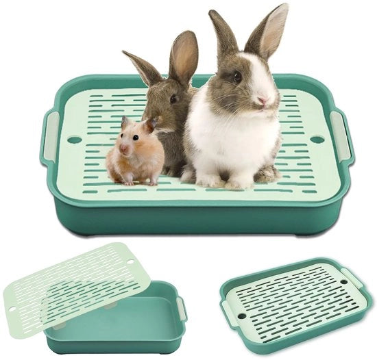 Toilet per coniglio, grande cassetta per gatti, toilet per coniglio, addestratore per piccoli animali, cassetta per piccoli conigli e cavi (tromba verde)
