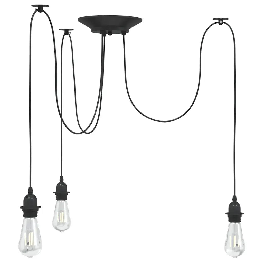 Lampada a Sospensione con 3 Portalampada E27 in Metallo Nero CFW6806044