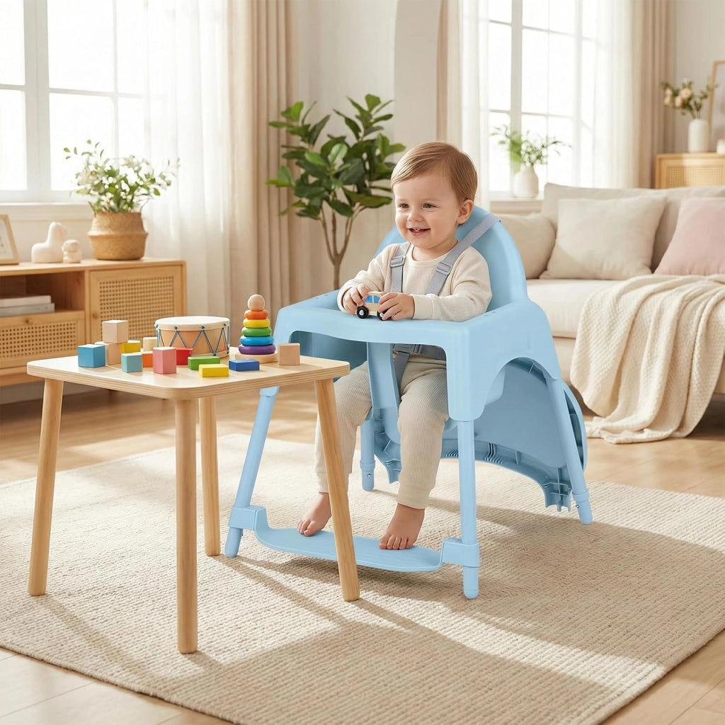 4 in 1 Seggiolone per Bambini, Vassoio Doppio Rimovibile | Cintura di Sicurezza a 5 Punti, Poggiapiedi Reversibile, per Bambini 6-36 Mesi