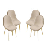 SET 4 SEDIE IMBOTTITE TEDDY IN TESSUTO BEIGE CON GAMBE ORO 44X48X88 CM