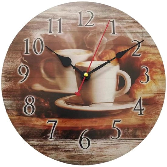 Orologio da Parete per la Cucina Stile Antico Nostalgico Rustico Casa di Campagna senza Suono di Goccia Orologio da Cucina 30CM / 12 pollici (Caffè)