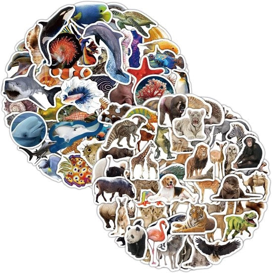 Sticker animali per bambini 100 pezzi - Sticker animali per progetti creativi - Adesivi autoadesivi - Multicolore - Idoneo per progetti creativi - Facili da rimuovere - Sticker animali