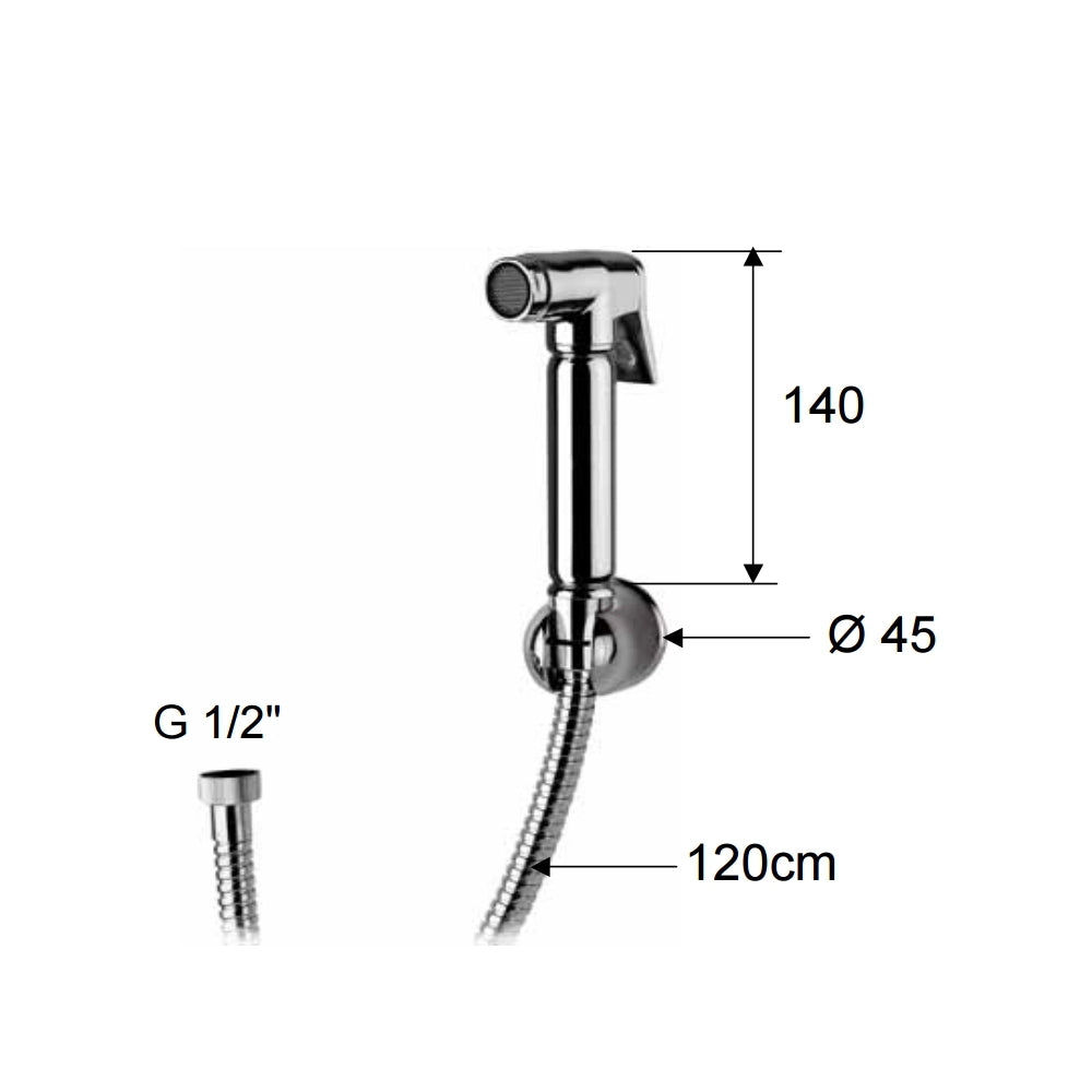Set doccetta bidet relax con doccia a pulsante, flessibile e supporto lux