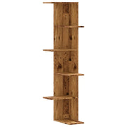 Scaffale Angolare Muro | Mensola a parete Legno Antico 36,5x36,5x140cm Multistrato