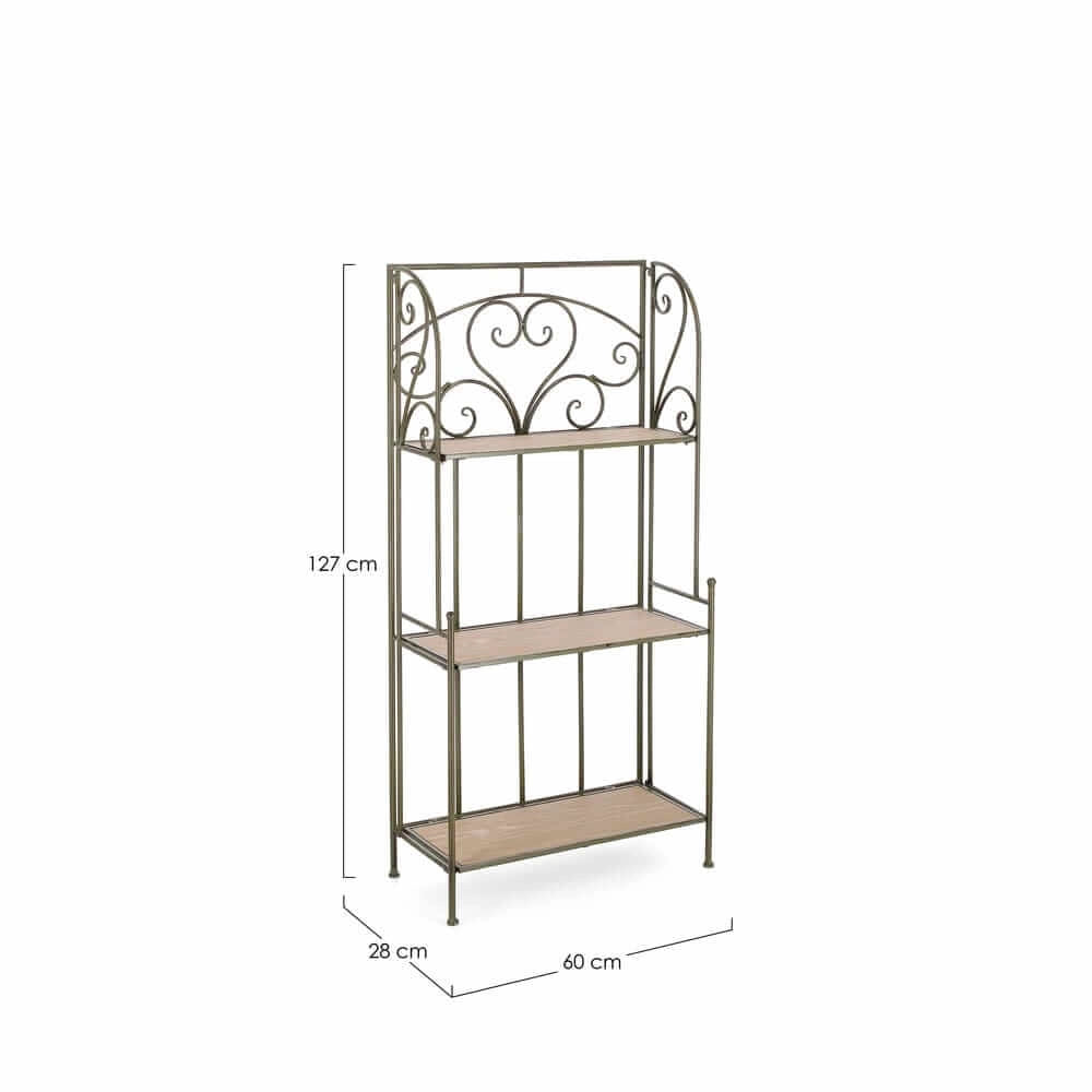 Scaffale Pieghevole in Metallo Bianco con 3 Ripiani in Legno - GISEL