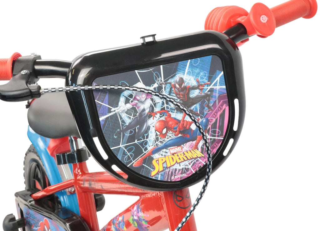 Bicicletta per Bambini 12" Marvel Spiderman Freno Caliper e Stabilizzatori in Acciaio Hi-Ten Rosso