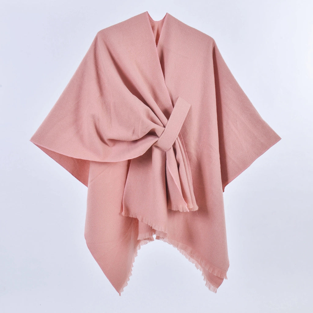 Sciarpa da donna, elegante mantello con cintura diagonale monocromatica