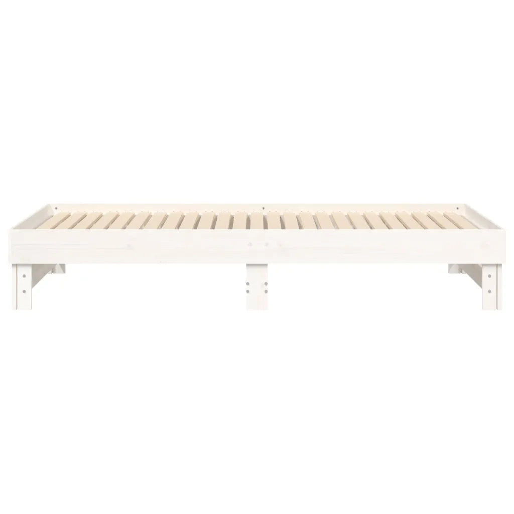 Dormeuse Estraibile Bianca 2x(100x200)cm Legno Massello di Pino 823375