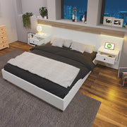 Set camera – 140x200 cm – 2 comodini LED USBC – rovere Sonoma/bianco
